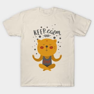 Keep Calm And Meditate - Love CARTOON CAT 1 T-Shirt